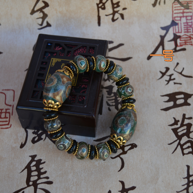 Chín mắt Dzizhu Tianyan vòng tay dòng đầu tiên dược sĩ Dzi Bead vòng đeo tay chalcedony tự nhiên ngọc mã não nam Tây Tạng đích thực ngoc bich