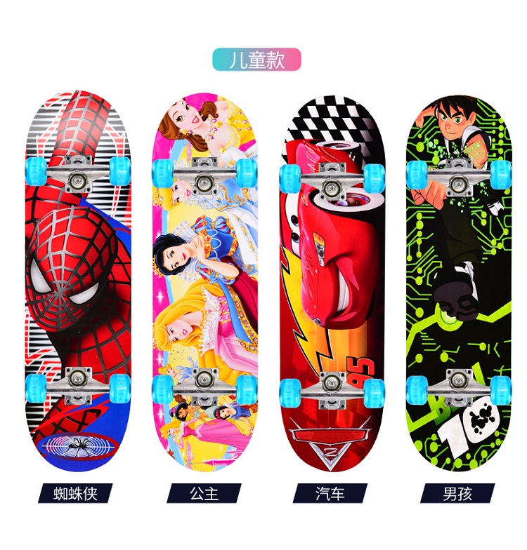Bốn bánh skateboard kid boy flash giới hạn người mới bắt đầu trơn ánh sáng yo-yo mô hình mái chèo sức sống sáng giày thể thao patin
