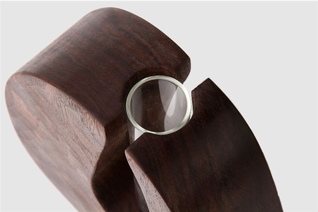 Wal 花 器 组 [工坊] Đen Walnut lọ hoa sáng tạo gỗ hoa đứng nghệ thuật bình thủy tinh chậu đất nung trồng cây