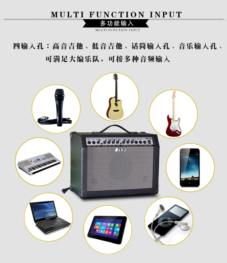 Gexi mini gốc gỗ guitar điện âm thanh loa 40 Wát méo tiếng vang âm thanh dân gian guitar nhạc cụ âm thanh loa bose 601 seri 3