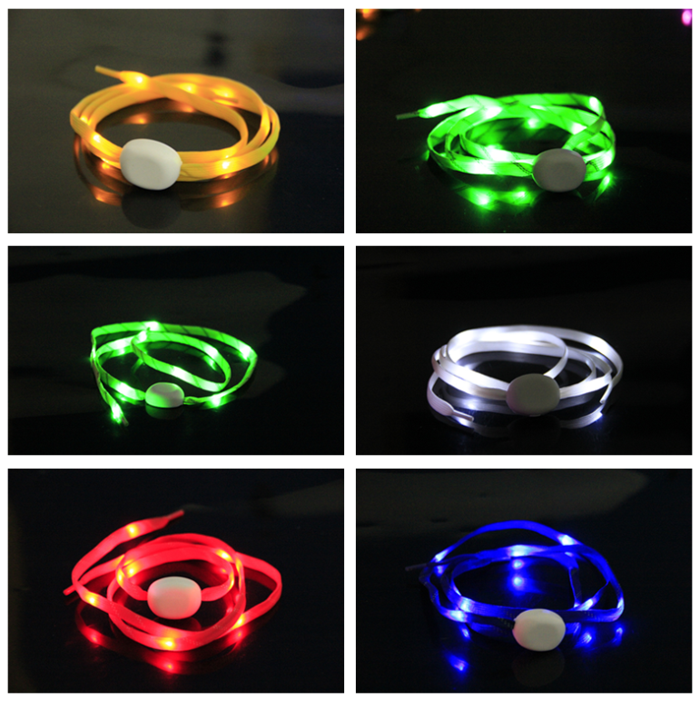 Thế hệ thứ năm của LED nylon ánh sáng ren nhấp nháy sáng ren đêm chạy cưỡi đèn an toàn với buổi hòa nhạc đạo cụ dây giày off white