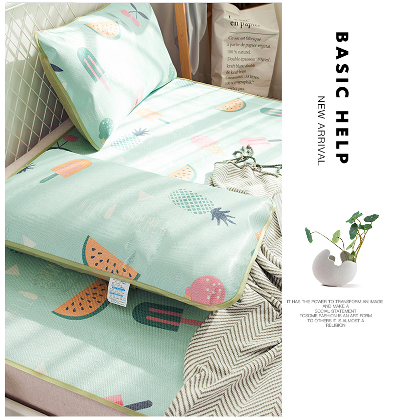 Đô phim hoạt hình mùa hè lụa băng mat mat ký túc xá sinh viên độc thân 1,5m 1.8m gấp giường cỏ mềm điều hòa nhiệt độ - Thảm mùa hè chieu truc