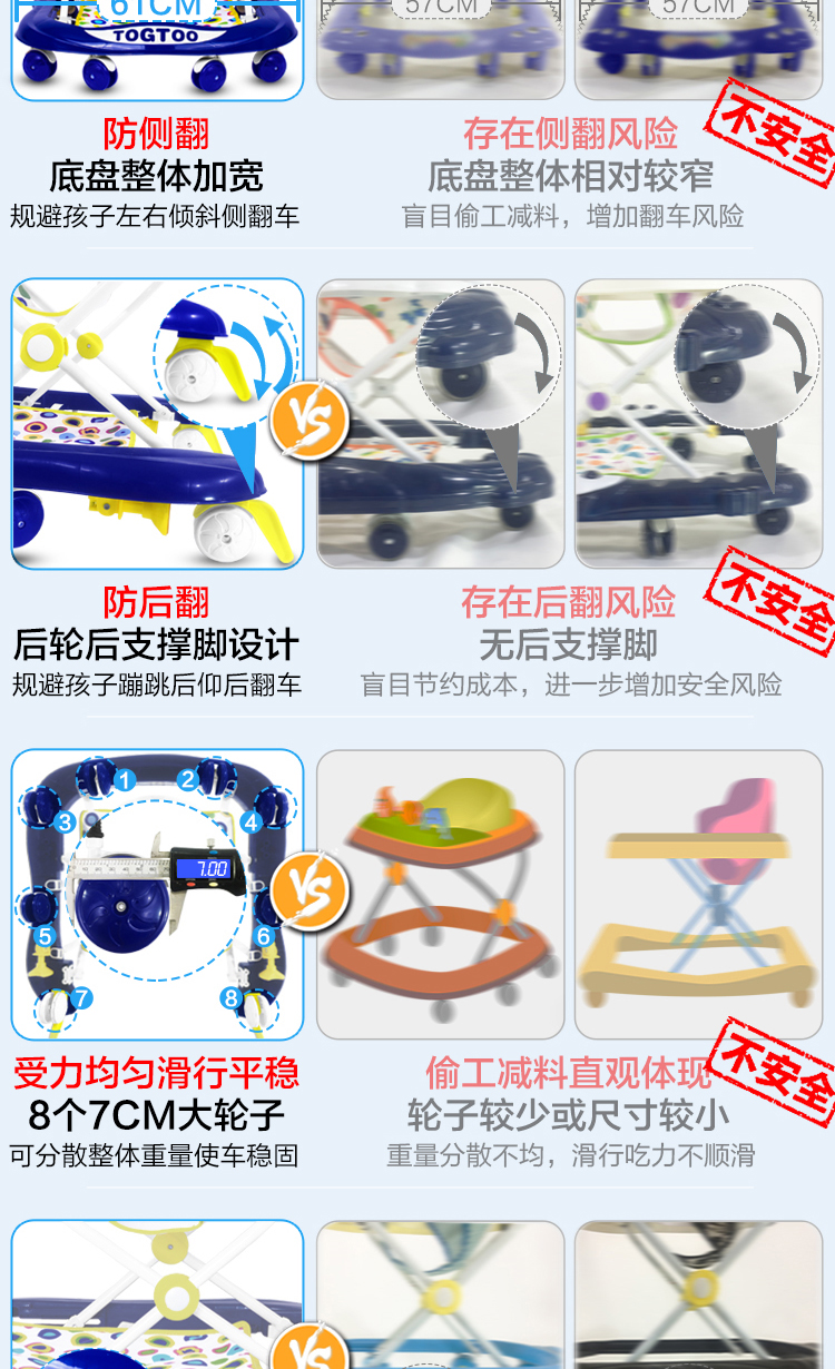 Bé sơ sinh con toddler walker 6 7-18 tháng đa chức năng chống rollover tay đẩy có thể mất các dòng trường với âm nhạc