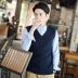Áo len nam cổ chữ V áo len cổ lọ len len cotton Hàn Quốc Áo len nam không tay áo len màu rắn áo vest nam hàn quốc trẻ trung Dệt kim Vest