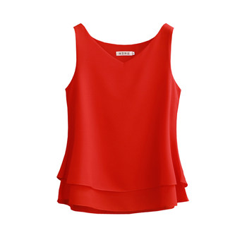 ເສື້ອຍືດແຂນຍາວຂອງຜູ້ຍິງ chiffon camisole ຂະໜາດໃຫຍ່ວ່າງພາຍໃນໃສ່ເສື້ອ v-neck ລຸ່ມສຸດ versatile sleeveless top t-shirt