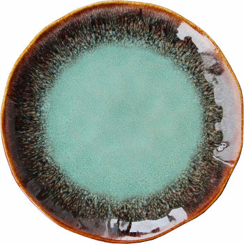 European-style ceramic plate creative western food kiln turns water heart green
