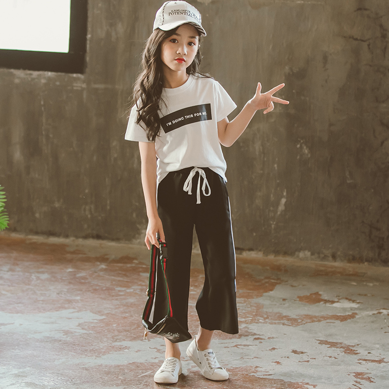 Quần áo trẻ em 5 cô gái Summer Outfit 2020 New 6 bé 7 Hai Sets 8 Kids 9 thời trang 10 Quần áo 11-13 tuổi.