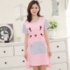 Bộ đồ ngủ mùa hè dành cho nữ Bộ đồ ngắn tay ngắn hai mảnh Hàn Quốc Cô gái tươi trẻ mùa hè Bộ đồ cotton mỏng có thể mặc