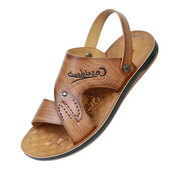 ເກີບຜູ້ຊາຍ summer sandals ຫນັງແທ້ບາດເຈັບແລະເກີບຫາດຊາຍເກີບເກີບຜູ້ຊາຍທີ່ບໍ່ມີການເລື່ອນຕ່ໍາແລະ slippers summer ເກີບພໍ່ອາຍຸກາງປີ