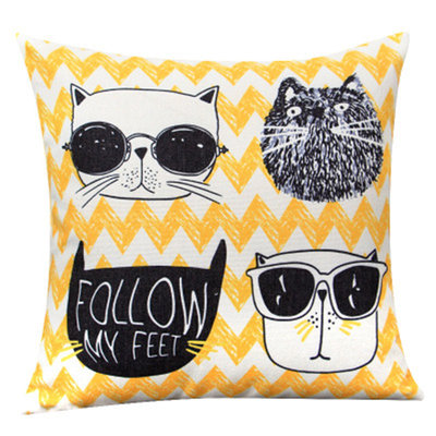 Nordic Tide Cat Creative Pillow Cotton Linen Living Room Sofa Pillow Cute Cartoon Cushion Waist Pillow Seat Bay Window Pillow