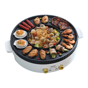 Household multifunctional hot pot and barbecue all-in-one pot