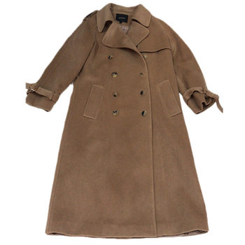 Loss processing double breasted M family wool cashmere coat women's long over-the-knee high-end loose wool coat camel color