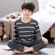 Bộ đồ ngủ tuổi teen nam xuân hè mùa hè tay dài cotton mỏng phần bé trai lớn học sinh trung học cơ sở 12-15-18 tuổi bộ pyjama trẻ em