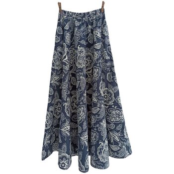 ພາກຮຽນ spring, ດູໃບໄມ້ລົ່ນແລະ summer skirts ຝ້າຍແລະ linen, ການເຕັ້ນແບບຊົນເຜົ່າຂອງແມ່ຍິງ retro ພິມອອກ linen ກວ້າງກາງຂອງຄວາມຍາວ skirts ເຄື່ອງນຸ່ງຫົ່ມຊາ