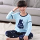 Bộ đồ ngủ tuổi teen nam xuân hè mùa hè tay dài cotton mỏng phần bé trai lớn học sinh trung học cơ sở 12-15-18 tuổi