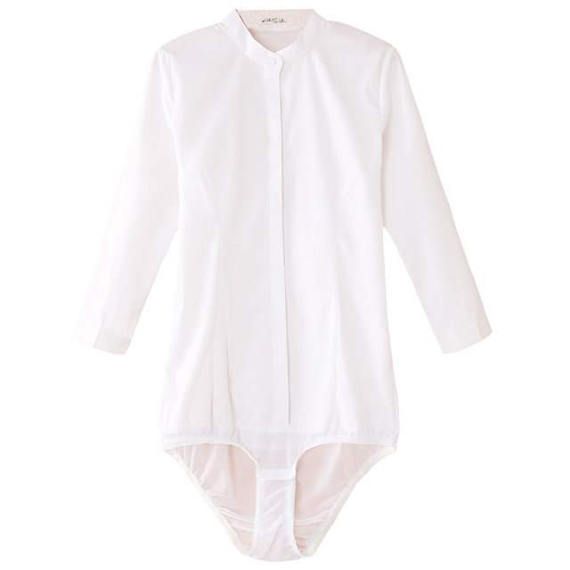 Elastic one-piece slim fit interview workwear plus size shirt