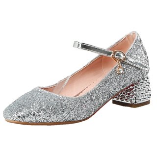 Little girl catwalk children's dance crystal shoes high heels