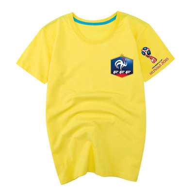 2018 World Cup t-shirt cotton ngắn tay Nga Đức Brazil jersey đồng phục linh vật bóng đá kỷ niệm áo sơ mi Áo phông ngắn