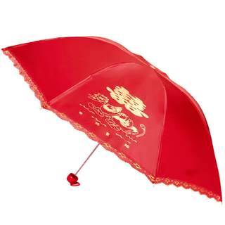 Wedding red umbrella wedding red umbrella bridal umbrella out of the door married lace long handle vintage high-end folding sunscreen umbrella