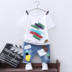 Summer Outfit trai Set 2020 Quần áo Hàn Quốc phiên bản của Big Kids ngắn tay áo hai mảnh của mùa hè mới cho trẻ em thiết 3-5-6 tuổi. 