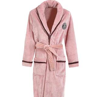 Winter extended length men's coral velvet bathrobe for couples