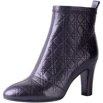 VDVC niche autumn new first layer cowhide embossed rhombus thin single boots thick heel high heel ເກີບຫນັງແທ້ຂອງແມ່ຍິງເກີບສັ້ນ