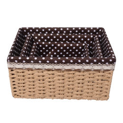 Straw storage basket Japanese style desktop key basket rattan storage basket cosmetics storage box bedroom fabric organizing basket