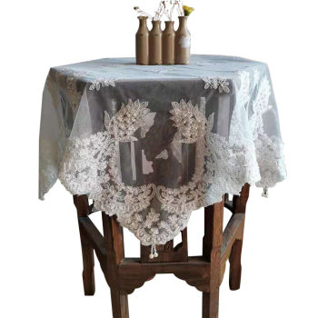 European lace hand-beaded embroidery tablecloth small round table coffee table air-conditioning bedside table multi-purpose cover towel ຜ້າກັນຝຸ່ນ