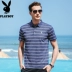Playboy ngắn tay T-Shirt top nam mùa hè mới kinh doanh bình thường sọc áo sơ mi cổ áo lỏng POLO áo sơ mi ao thun polo nam Polo