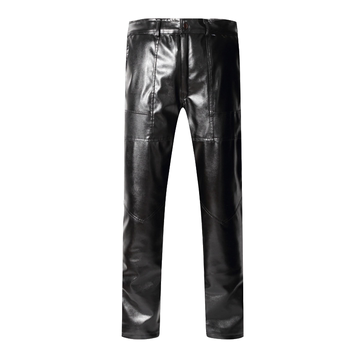 2022 Spring and Autumn Leather Pants Casual Men's Velvet Thickened Leather Jacket Pants Spliced ​​Knee Pads Waist Protector Motorcycle Pants