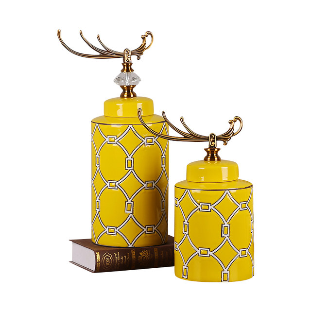 Geometric pattern ceramic vase decoration living room neoclassical