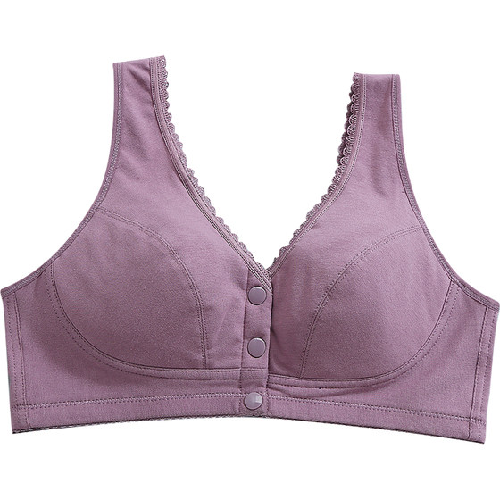 Middle -aged mother's underwear bra, 50 -year -old middle -aged and elderly daughter -in -law buckle bra, steel ring pure cotton vest, summer thin