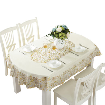 Luxing pvc tablecloth European oval tablecloth plastic waterproof, oil-proof, anti-scalding, no-wash ເຮືອນຟຸ່ມເຟືອຍຕາຕະລາງກາເຟແສງສະຫວ່າງ