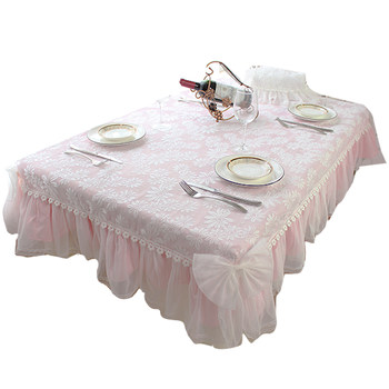Korean pastoral fresh pink white lace european rectangle Korean pastoral fresh pink white lace european rectangle