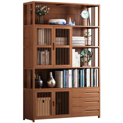 Bookcase simple floor-standing bamboo storage rack simple children's bamboo student bookshelf home living room storage storage rack