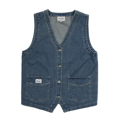 Summer Japanese retro American casual men's washed distressed denim outer vest men's vest jacket men