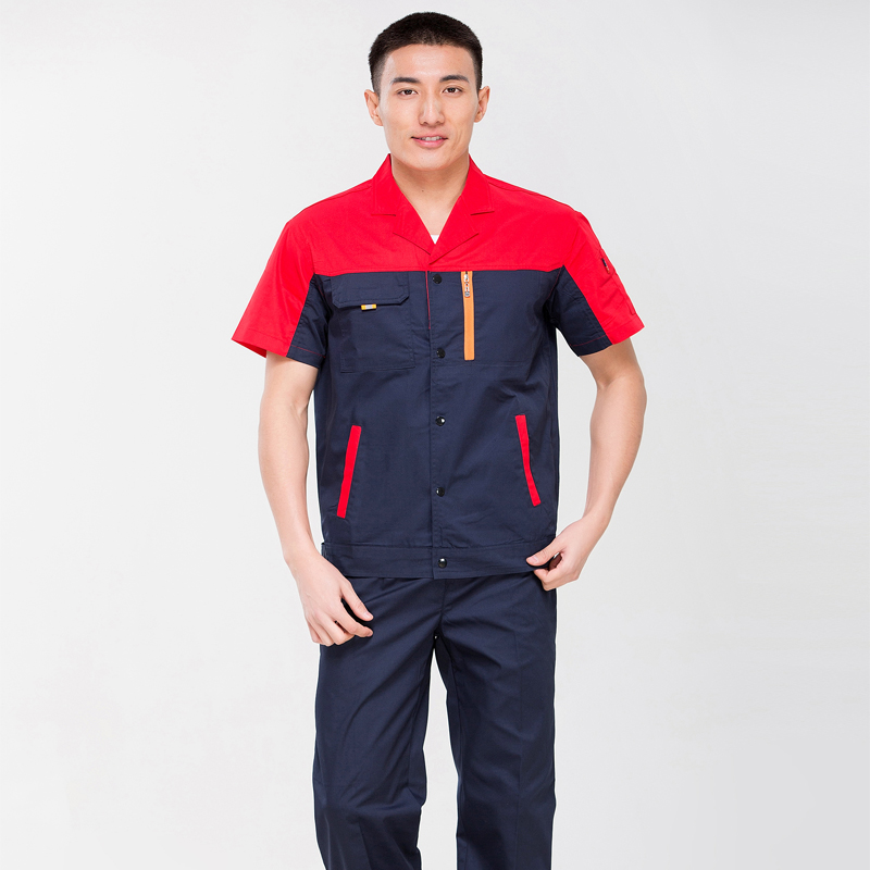 Mùa hè ngắn tay quần áo bảo hộ phù hợp với những người đàn ông mặc thở mỏng ngắn tay dịch vụ bảo hộ lao động dịch vụ kỹ thuật xưởng nhà máy quần áo tùy chỉnh
