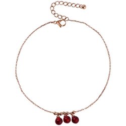 ສະບັບພາສາເກົາຫຼີ titanium steel plated 18K rose gold red beads round bead anklet women's personalized sexy anklet trendy jewelry