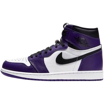 Air Jordan 1 AJ1 Court Purple Joe 1 OG ສີຂາວສີມ່ວງດຳສີມ່ວງ toe 555088-500