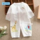 Mùa hè bé gạc cotton smock quần áo một mảnh bé áo dài tay gạc jumpsuit bé sơ sinh mùa hè áo khoác mỏng - Áo liền quần