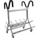 Barbell rack with removable Olympic bar to store fitness equipment