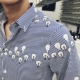 Chân trời nam mùa xuân và mùa hè Bóng đèn mới In áo rõ ràng Slim Fit Thanh niên áo dài tay hợp thời trang