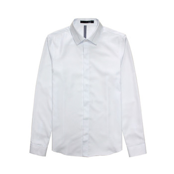 British Style New Business Casual Shirt Men's Long-Sleeved Korean Style Slim Solid Color Shirt Trendy Men's Non-Iron White Shirt Men