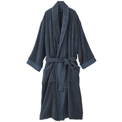 Japanese pure cotton bathrobe for men and women simple couple home dressing gown autumn and winter long thickened towel material nightgown