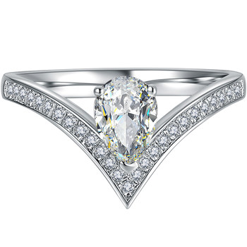 Water drop diamond ring women's wedding ring beautiful super sparkling crown