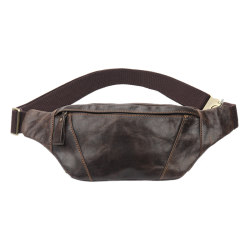 Chest bag men's genuine leather top layer cowhide running retro casual small mobile phone waist bag sports outdoor shoulder crossbody bag