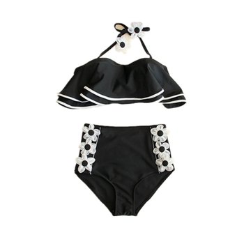 New Korean style personalized halter neck off-shoulder tube top sexy slim slim triangle split women's hot spring swimsuit