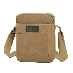 Men's shoulder bag canvas casual simple messenger bag Middle -aged and elderly shoulder bag Multi -layer business collection wallet elderly backpack