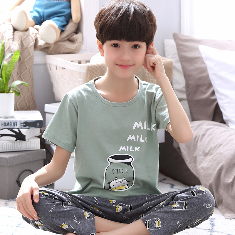 Childrens đồ ngủ bé trai mùa hè nửa tay áo bé bộ mùa xuân và mùa thu lớn childrens quần mỏng bé trai quần áo về nhà.