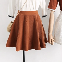 2017 mới đàn hồi cao eo váy ngắn ô váy đơn giản knit hoang dã một từ váy pettiskirt chân váy chữ a caro